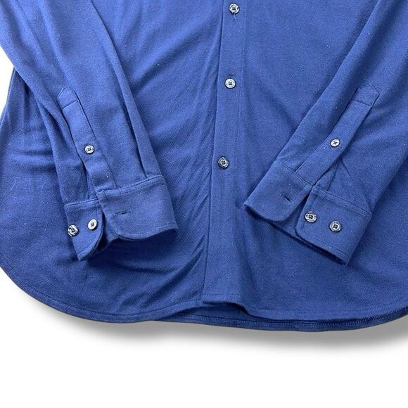 Denim & Flower Shirt Mens Extra Large XL Navy Slim Fit Long Sleeve Button‎ Down - Picture 5 of 10